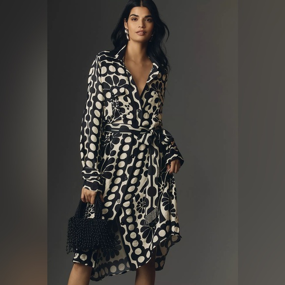 FARM Rio Dresses & Skirts - New Amthropologie Farm Rio Palermo Long-Sleeve Belted Midi Dress Size M
